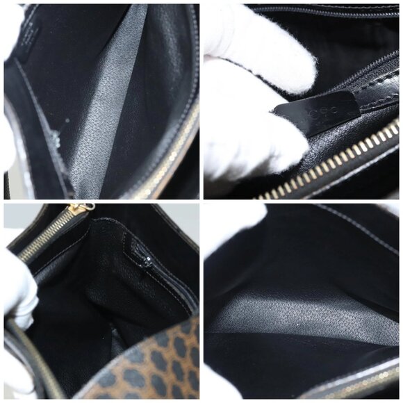 CELINE Macadam Canvas Shoulder Bag PVC Leather Black Gold Auth 119071 - Picture 15 of 16